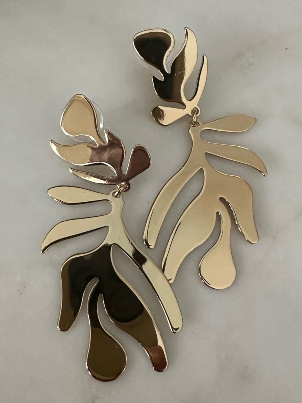 BaubleBar Gold Leaf Drop Statement Earrings